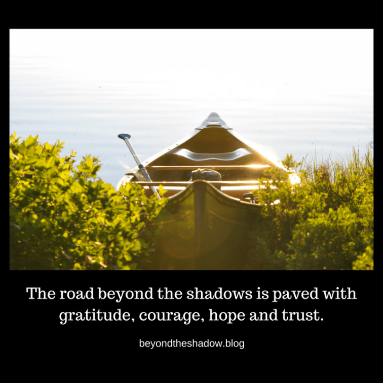 The road beyond the shadows is paved with gratitude, courage, hope and trust.